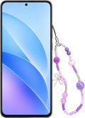 Purple and pink beaded phone charm with phone
